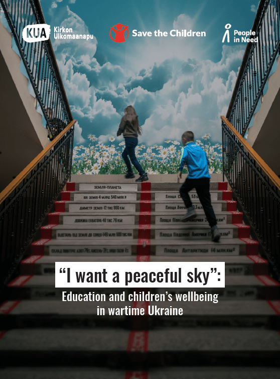 Copertina report “I want a peaceful sky”: education and children’s wellbeing in wartime Ukraine 