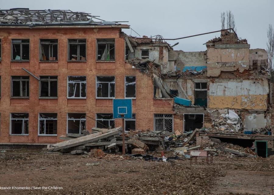edificio di una scuola distrutta da un attacco missilistico in Ucraina