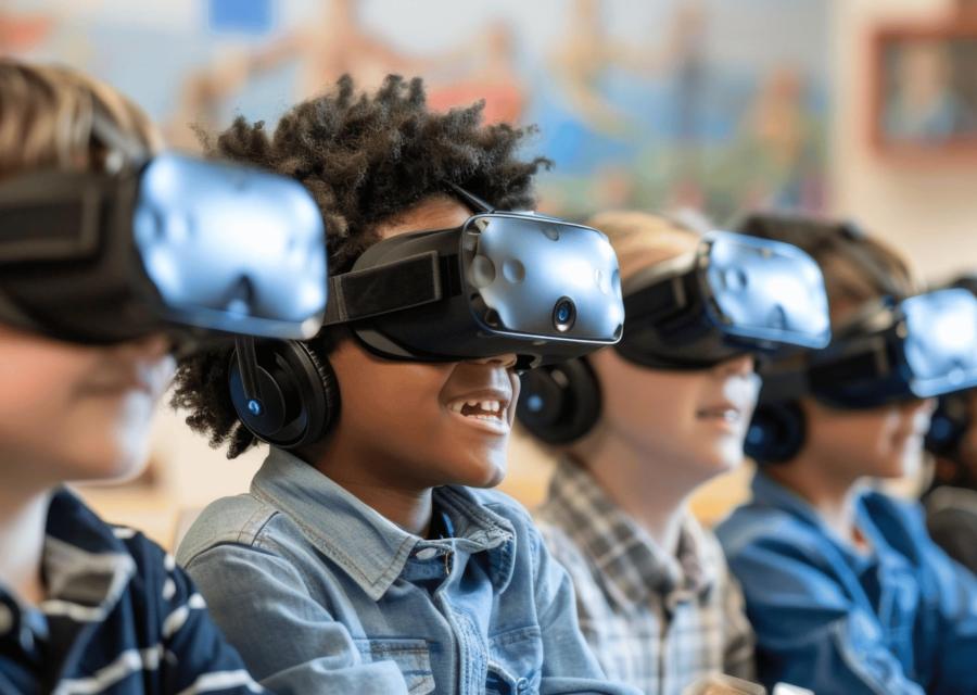 bambini con occhiali per la realtà virtuale