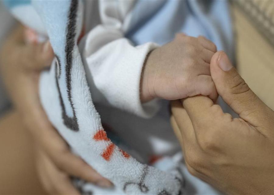 Mano di bambino nella mano di una madre