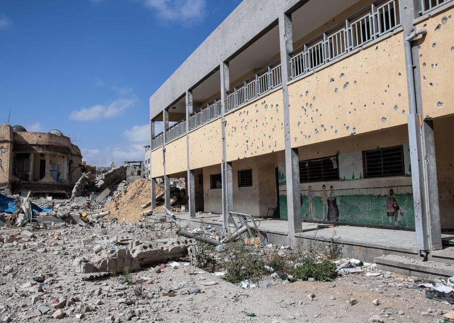 Edificio scolastico distrutto a Khan Yunis a Gaza
