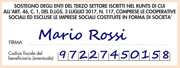 Compilazione modello 5x1000 con firma e codice fiscale Save the Children 97227450158